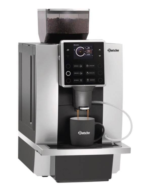 Bartscher Kaffeevollautomat schwarz/silber Festwasseranschluss, Milchaufschäumer