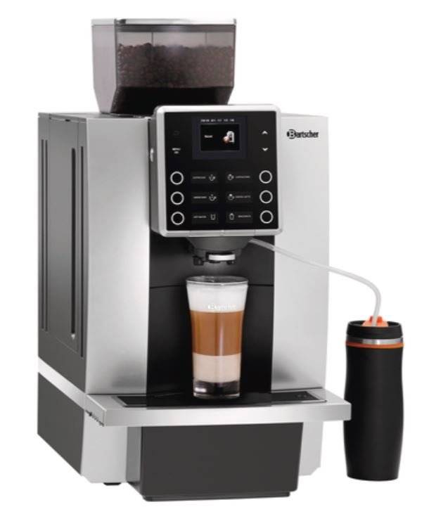 Bartscher Kaffeevollautomat schwarz/silber Festwasseranschluss, Milchaufschäumer