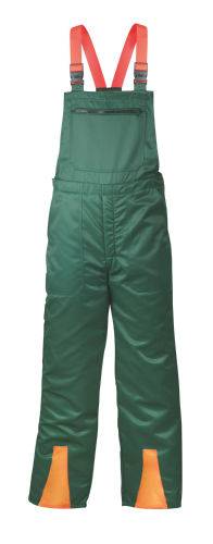 Forstschutz-Latzhose ERLE, orange/grün, Gr. 58