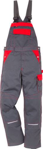 Latzhose Icon 100806-866 Gr. C64 Grau/Rot, 295 g/m², 65%Poly/35%BW