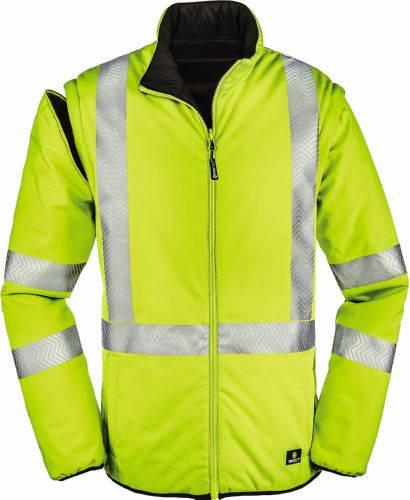 BIG-4-Protect-Workwear, Arbeits-Warnschutz-Jacke, Warn-Wetterschutz-Jacke, Reno, leuchtgelb