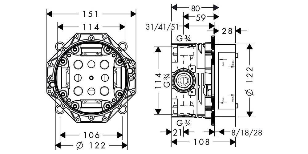 hansgrohe HG Grundkörper iBox universal DN 20