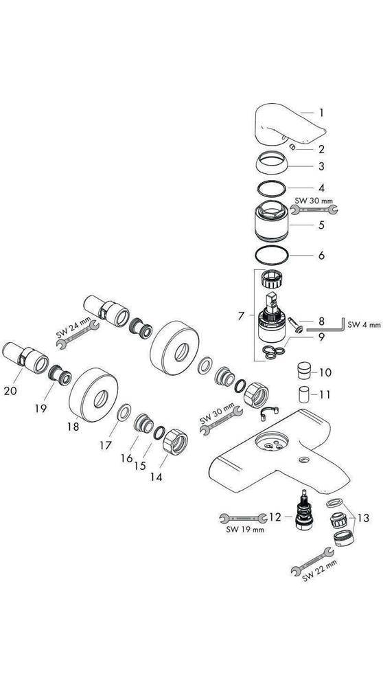 hansgrohe Metris Einhebel-Wannenmischer Aufputz DN 15, Chrom
