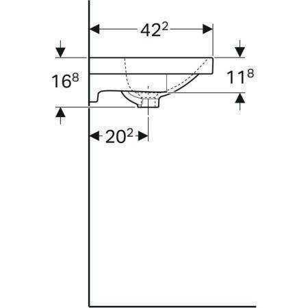 Geberit Waschtisch ACANTO 600x422mm mit Hahnloch mit Überlauf weiß