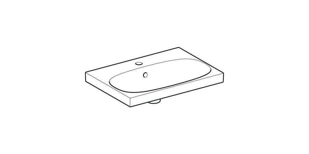 Geberit Waschtisch ACANTO 600x422mm mit Hahnloch mit Überlauf weiß
