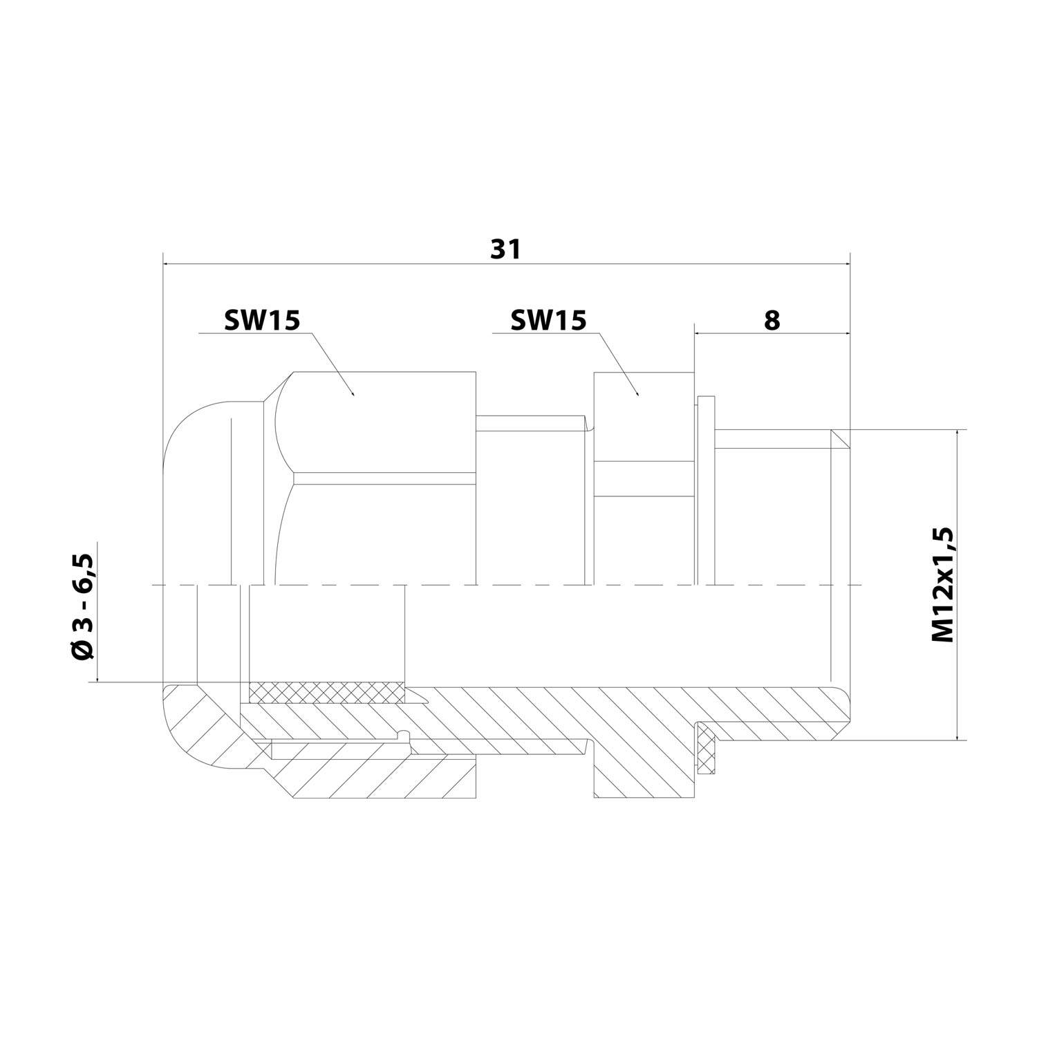 LAPP 53111200 Kabelverschraubung M12 Polyamid Schwarz (RAL 9005)