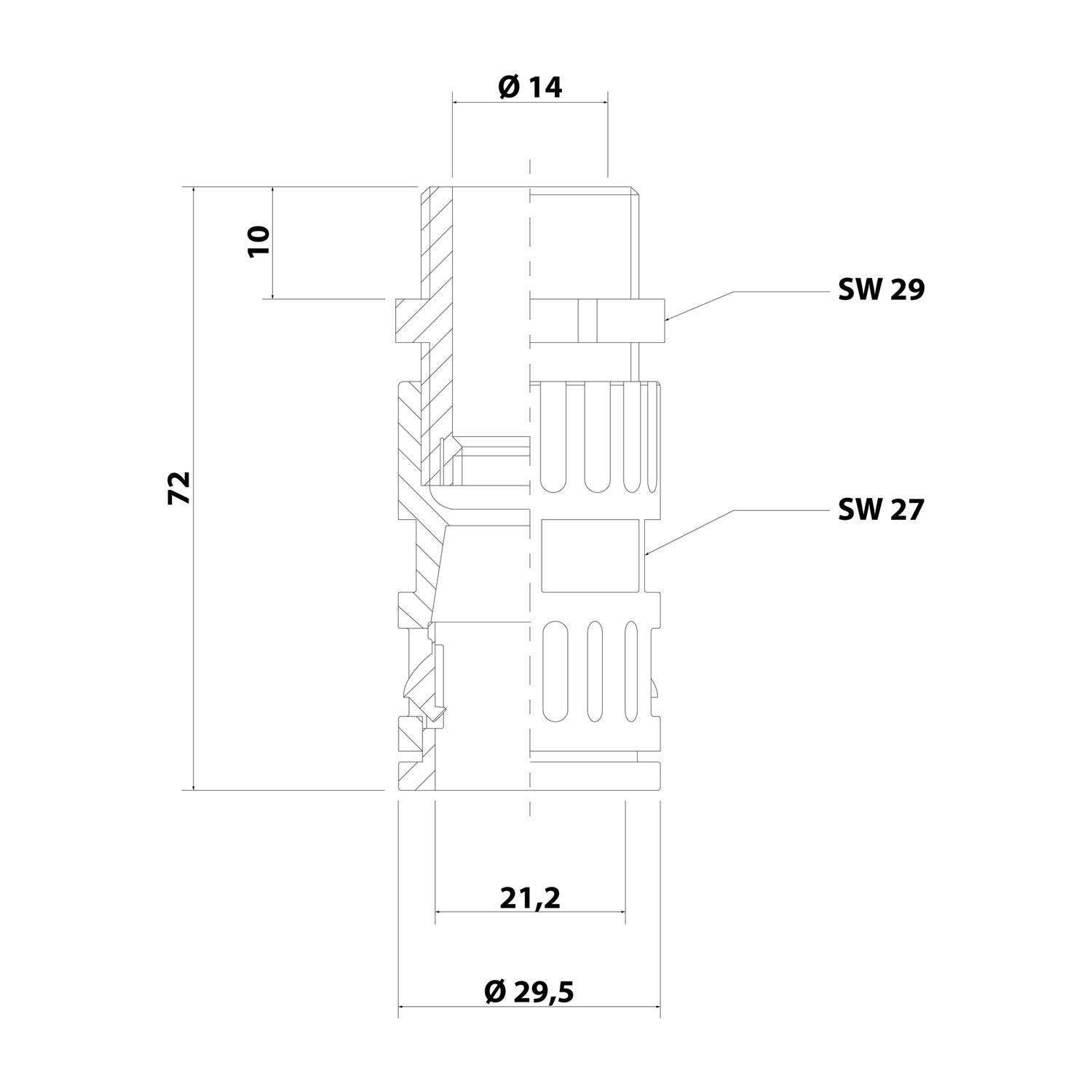 Flexa Schnellverschraubung Kunststoff RQGZ1-P, AD21,2-PG16 21,2 mm, 10 72 29,5 mm