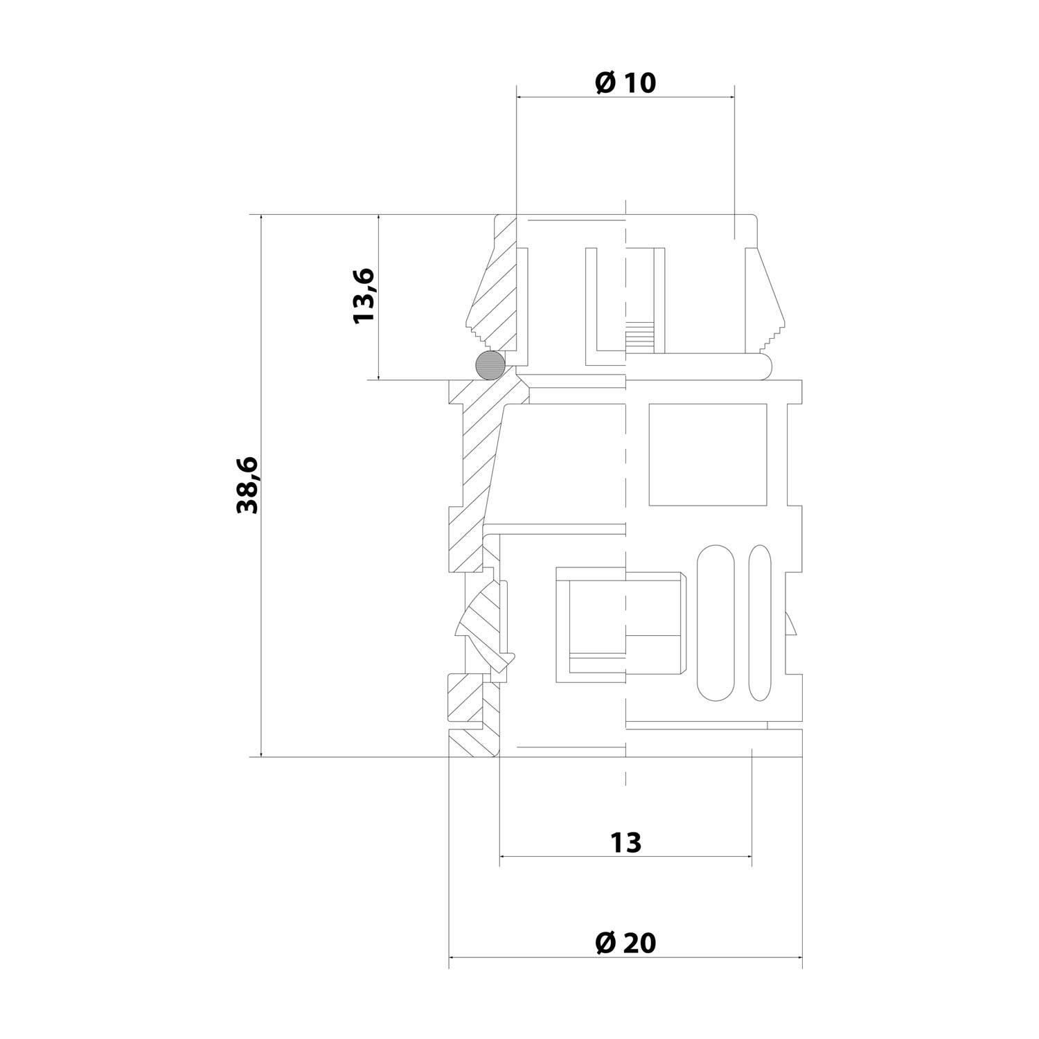 Flexa Schnellverschraubung RQG1-S AD13,0 sw 13 mm, 13,6 38,6 20 10 mm