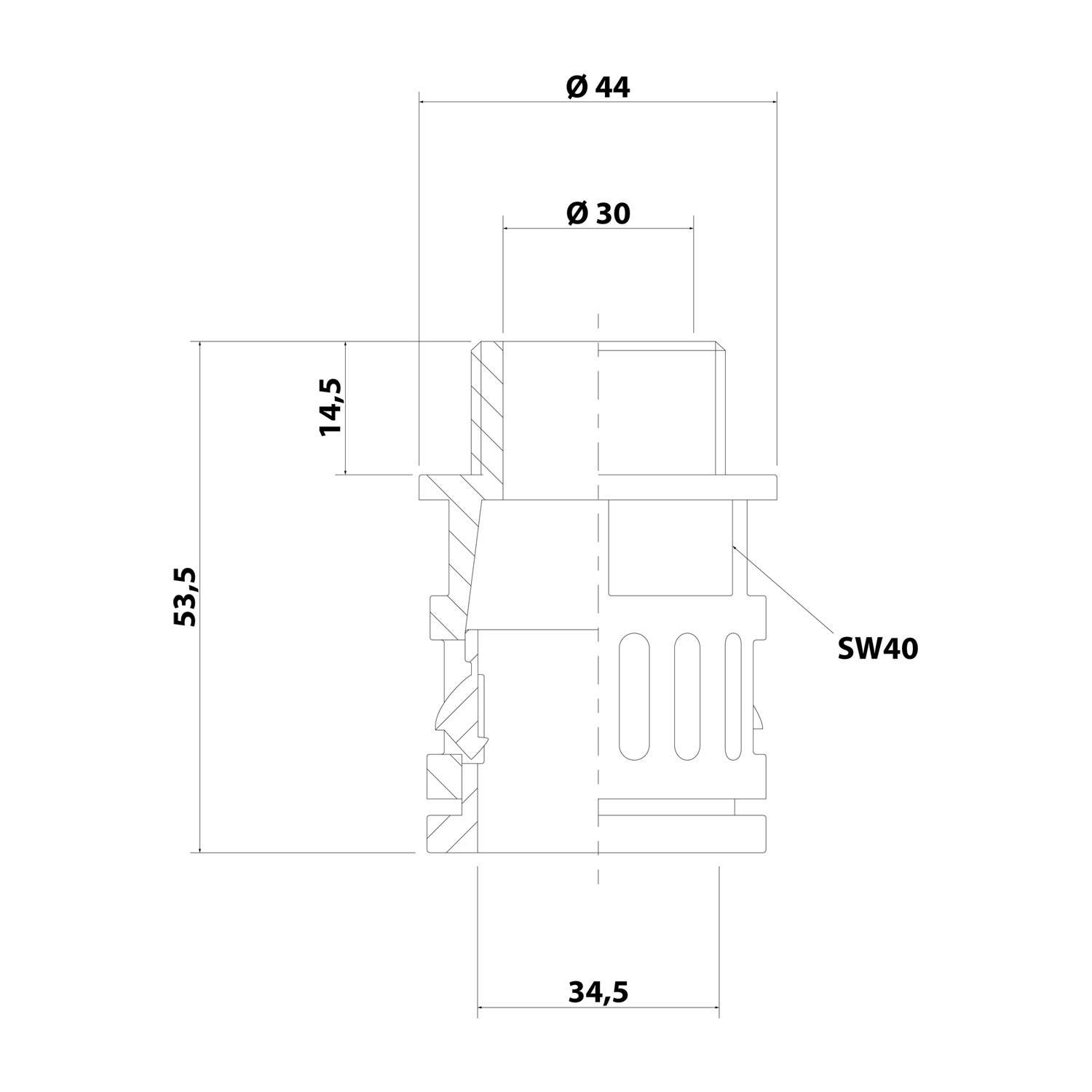 Kunststoff-Schnellverschraubung RQG1-P AD34.5 PG29 schwarz