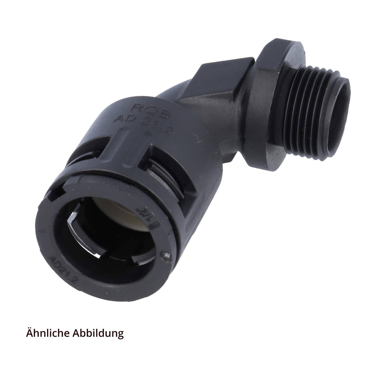 Flexa Schnellverschraubung IP67,90°Bogen RQB90-M AD10,0/M12sw 10 mm, 57 39 6,5 mm