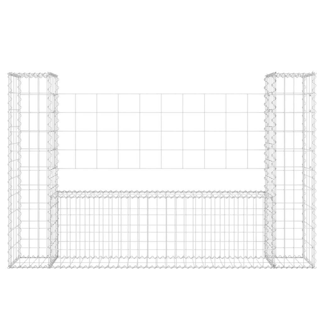 vidaXL Gabionenkorb U-Form mit 2 Säulen Eisen 140x20x100 cm