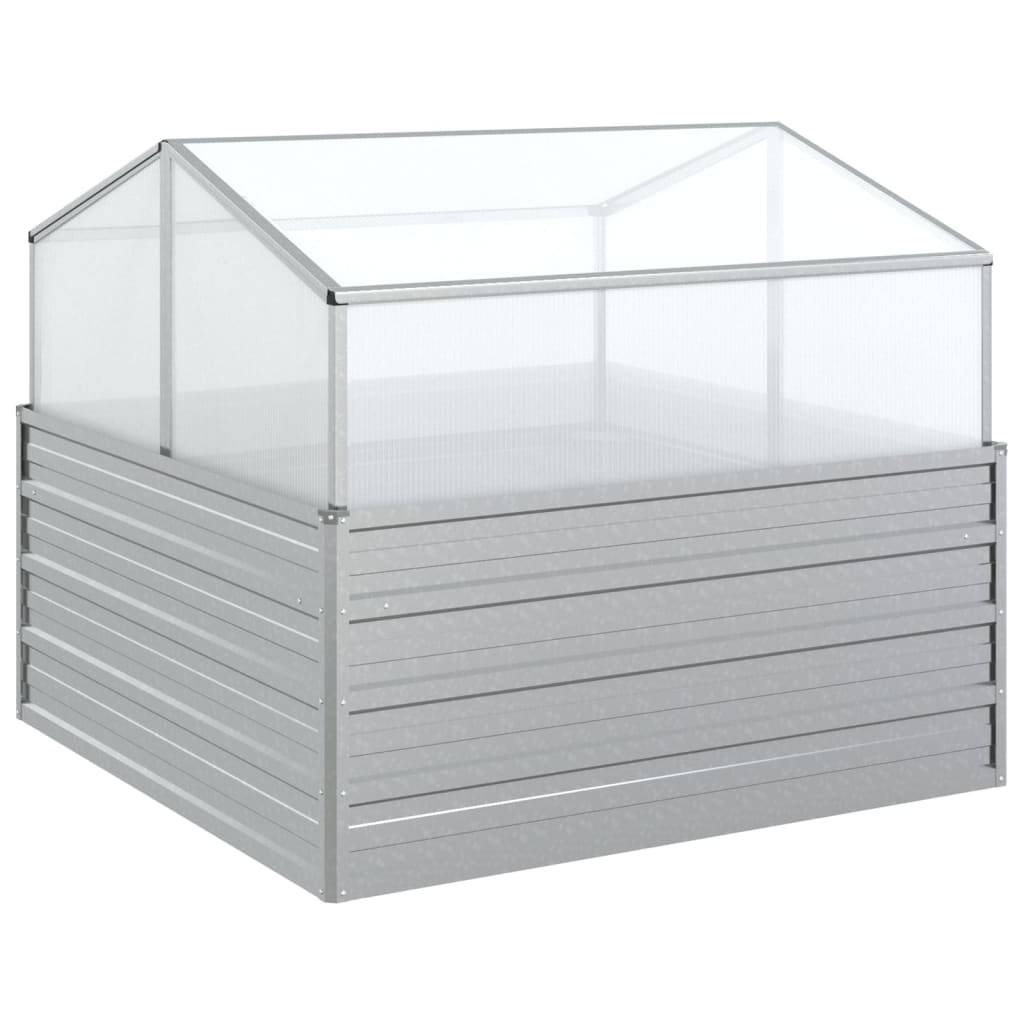 vidaXL Garten-Hochbeet mit Gewächshaus 100x100x85 cm Silber