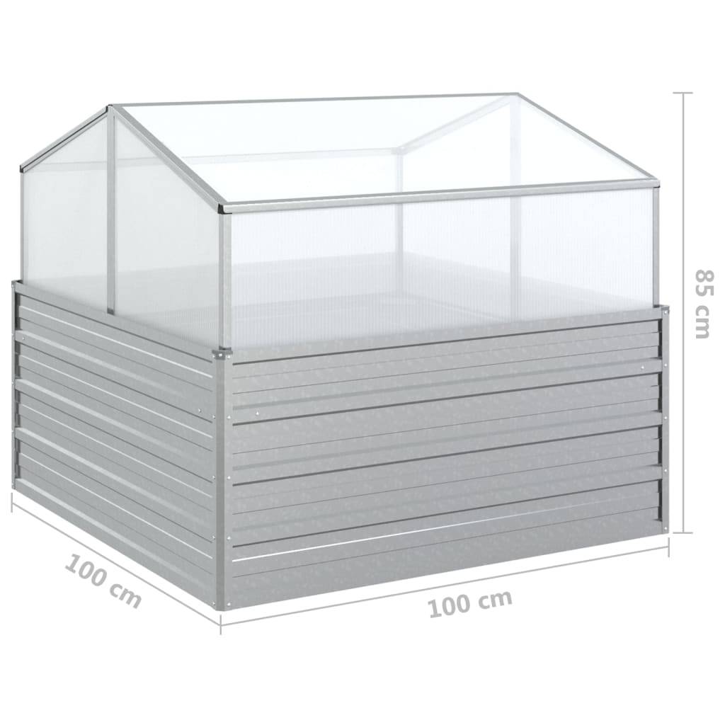 vidaXL Garten-Hochbeet mit Gewächshaus 100x100x85 cm Silber