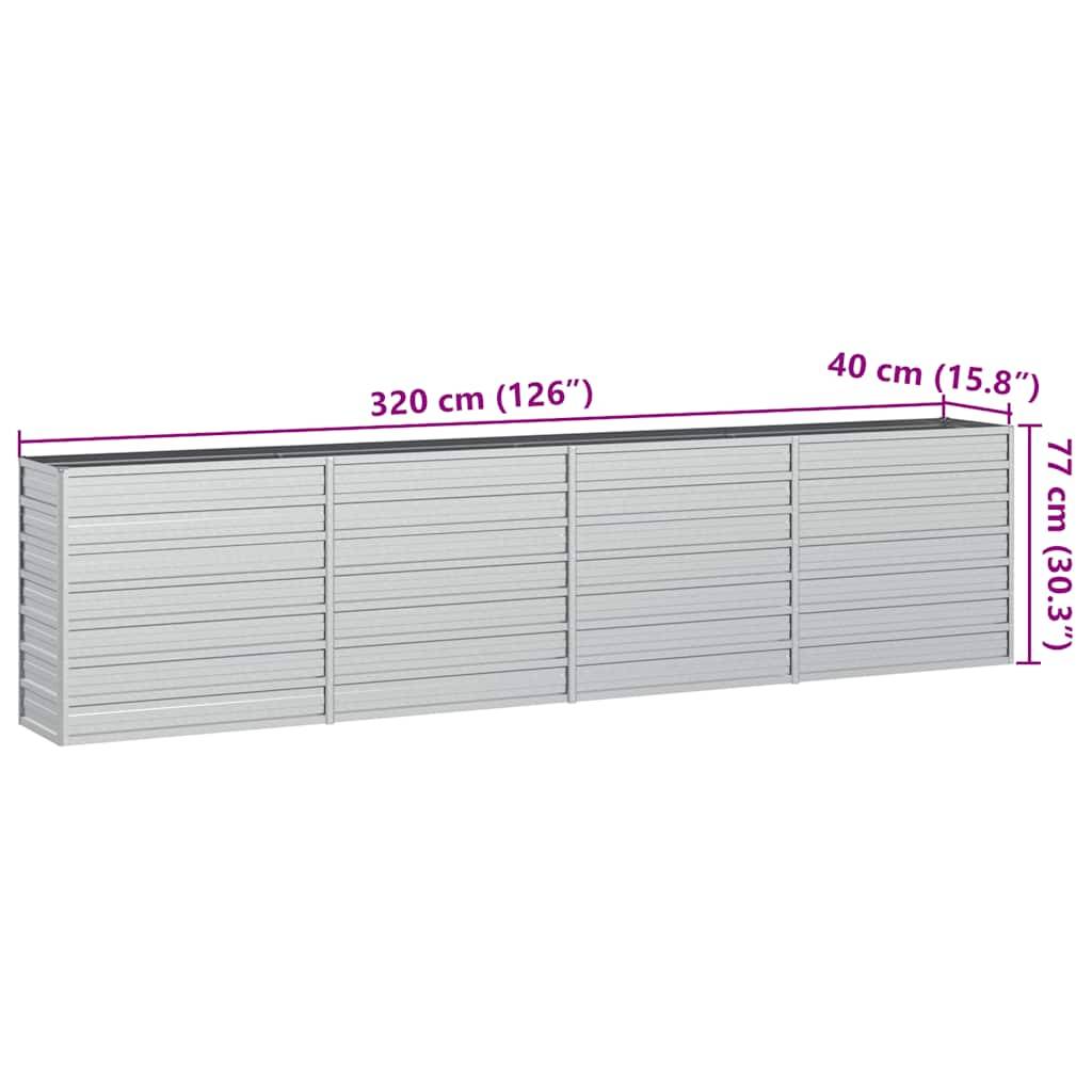 vidaXL Garten-Hochbeet 320x40x77 cm Verzinkter Stahl Silber