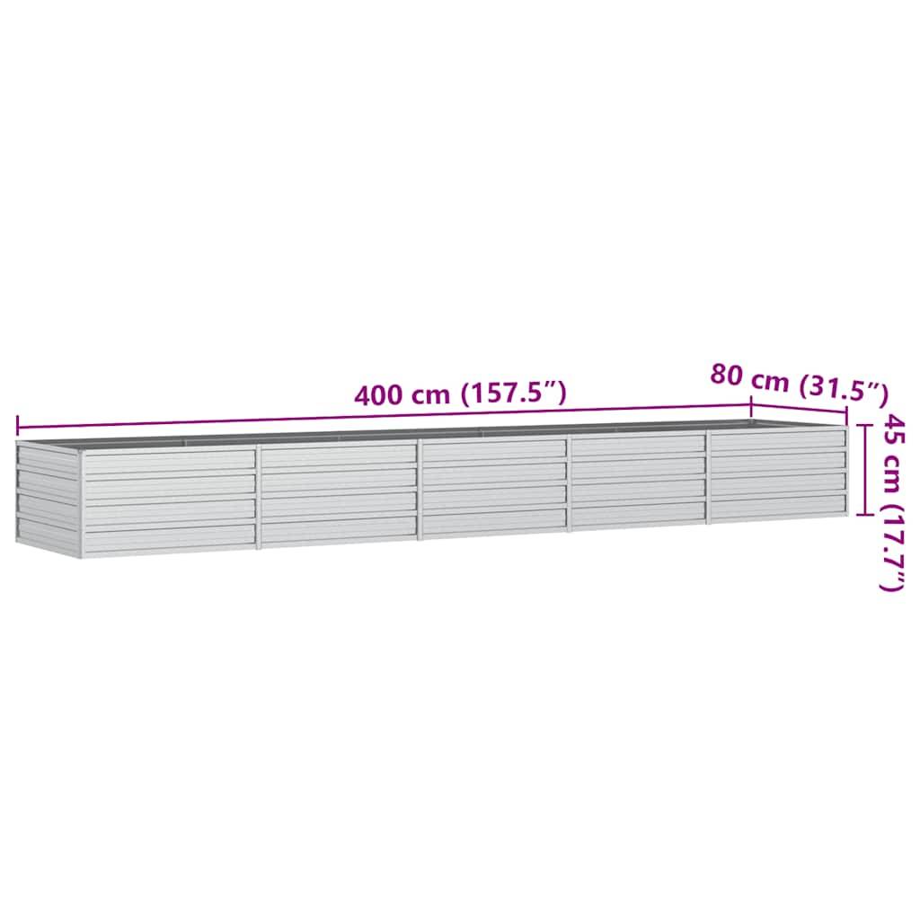 vidaXL Garten-Hochbeet 400x80x45 cm Verzinkter Stahl Silber