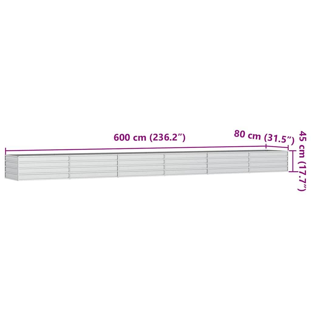 vidaXL Garten-Hochbeet 600x80x45 cm Verzinkter Stahl Silber