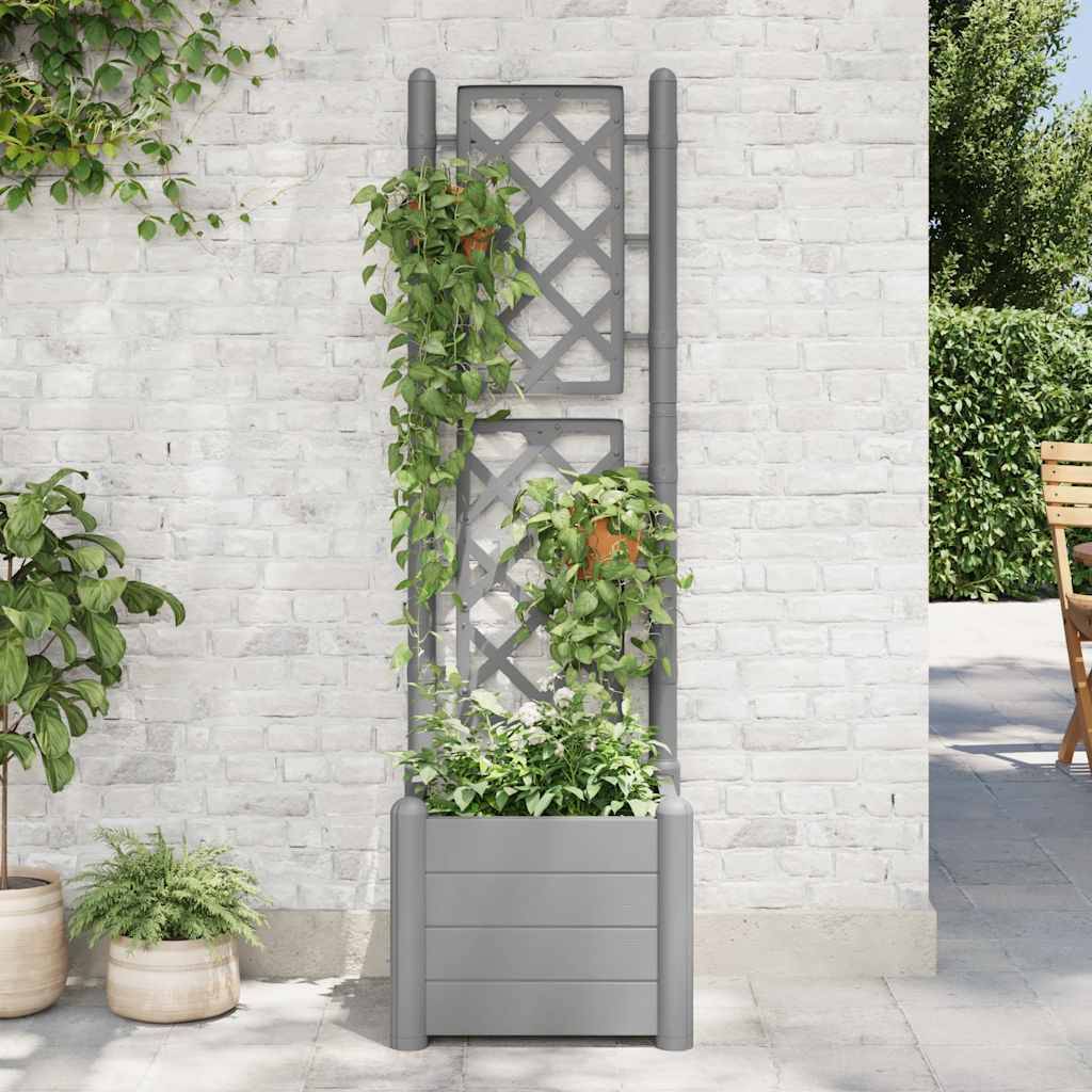 vidaXL Pflanzkübel mit Spalier 43x43x142 cm PP Steingrün
