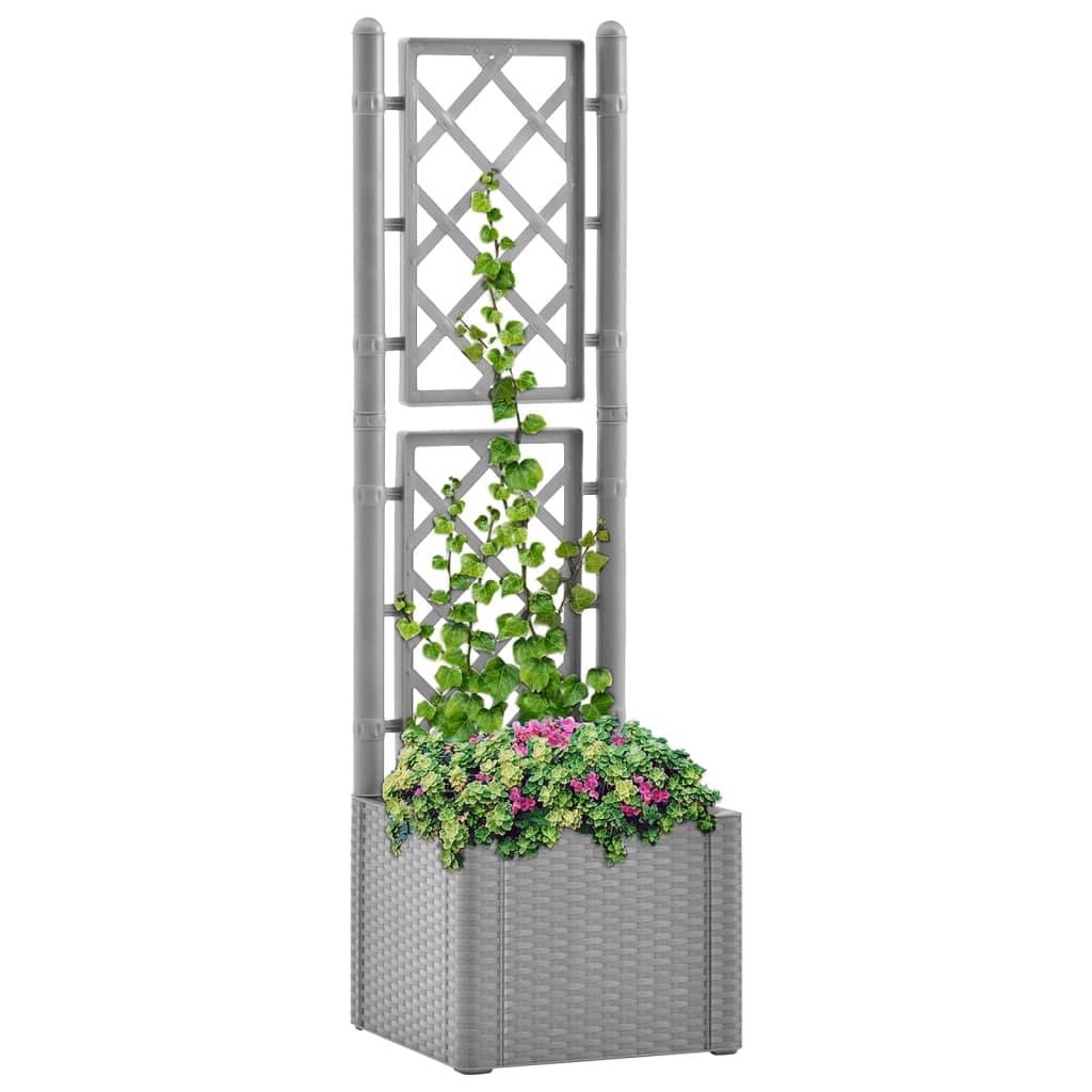 vidaXL Garten-Hochbeet mit Spalier und Selbstbewässerungssystem Grau