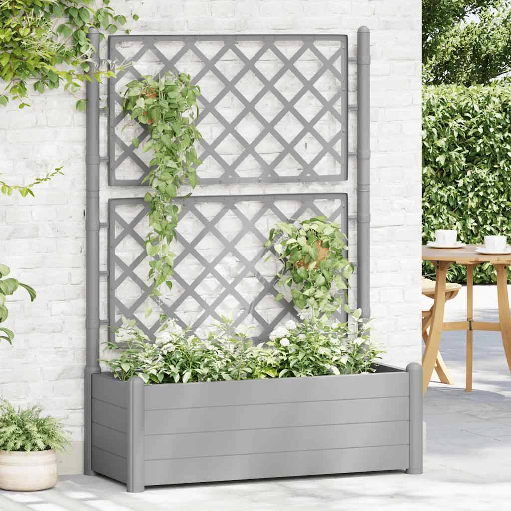 vidaXL Pflanzkübel mit Spalier 100x43x142 cm PP Steingrau