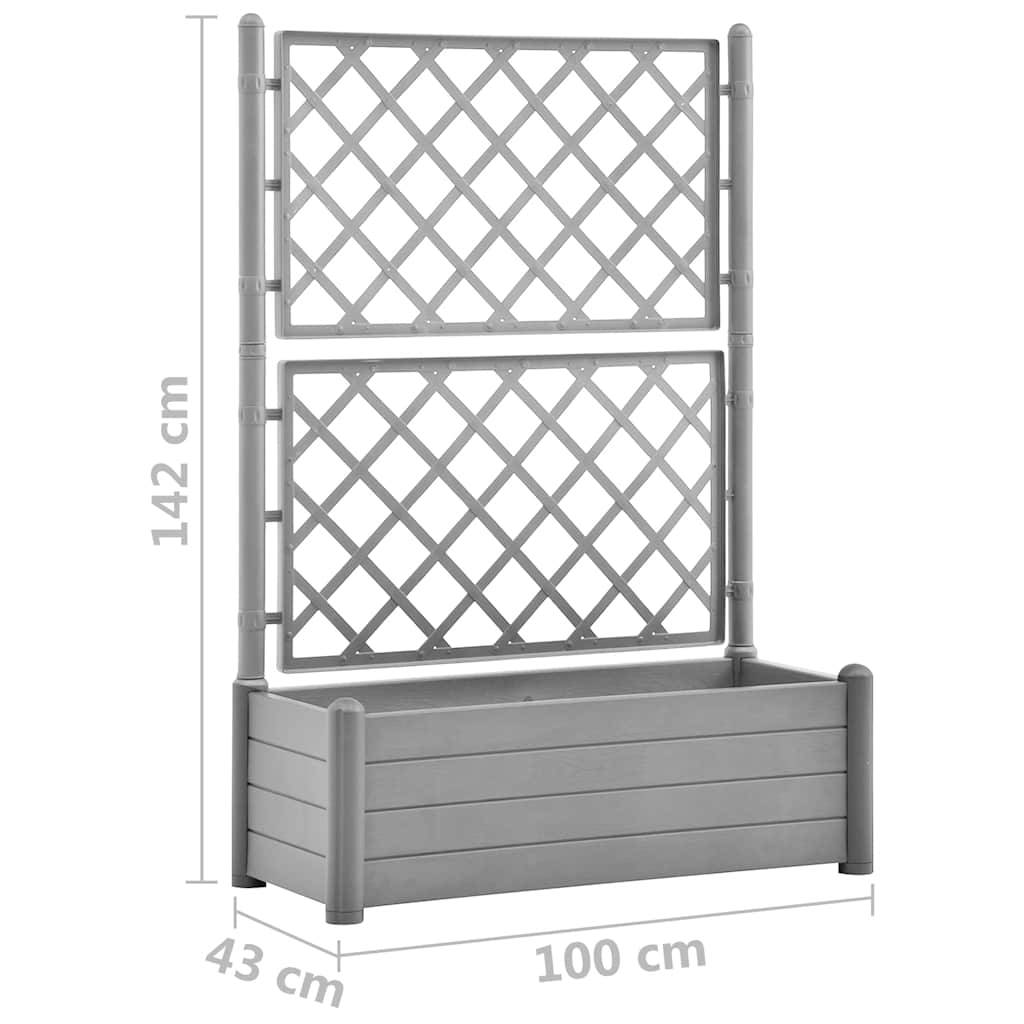vidaXL Pflanzkübel mit Spalier 100x43x142 cm PP Steingrau