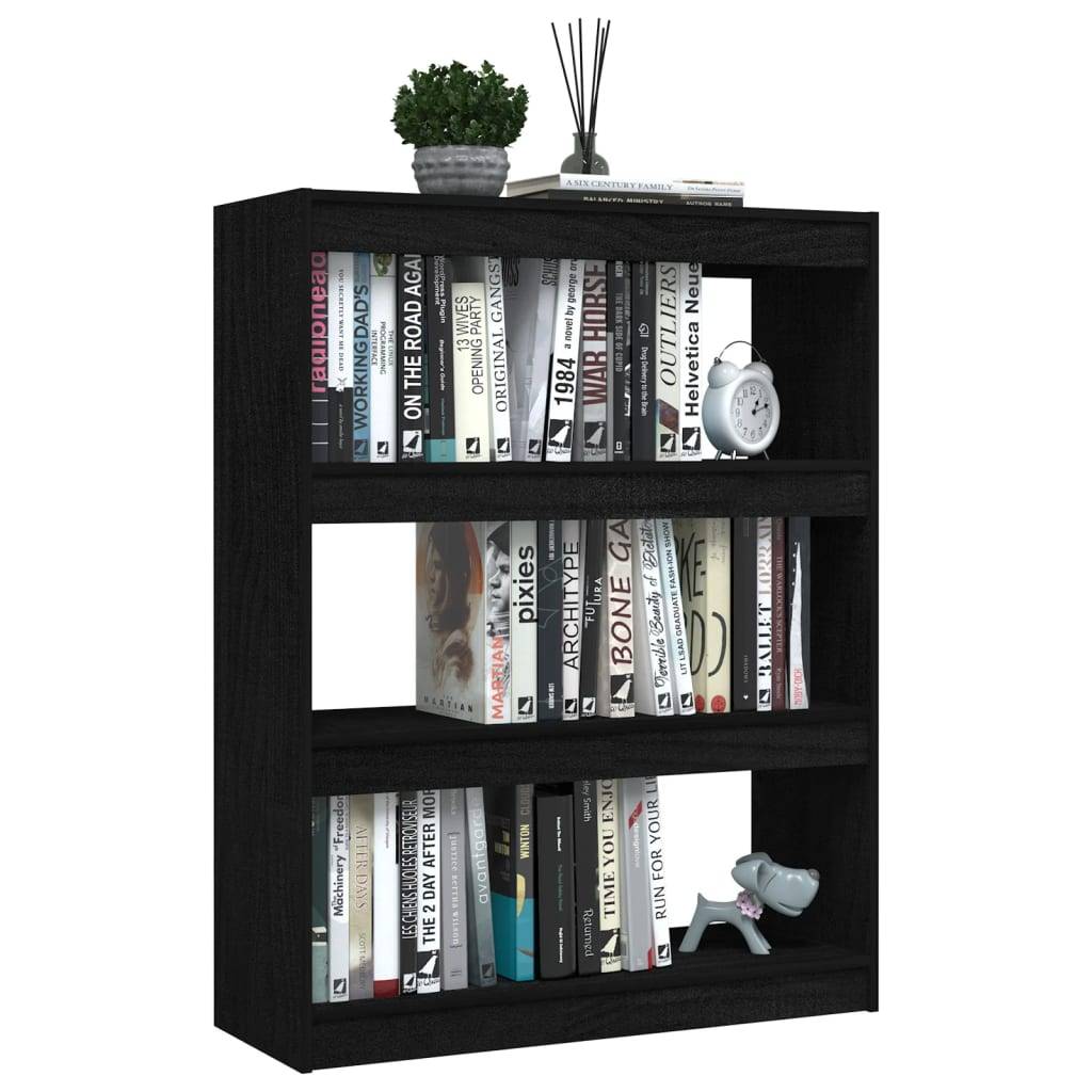 vidaXL Bücherregal/Raumteiler Schwarz 100x30x103 cm Kiefer Massivholz