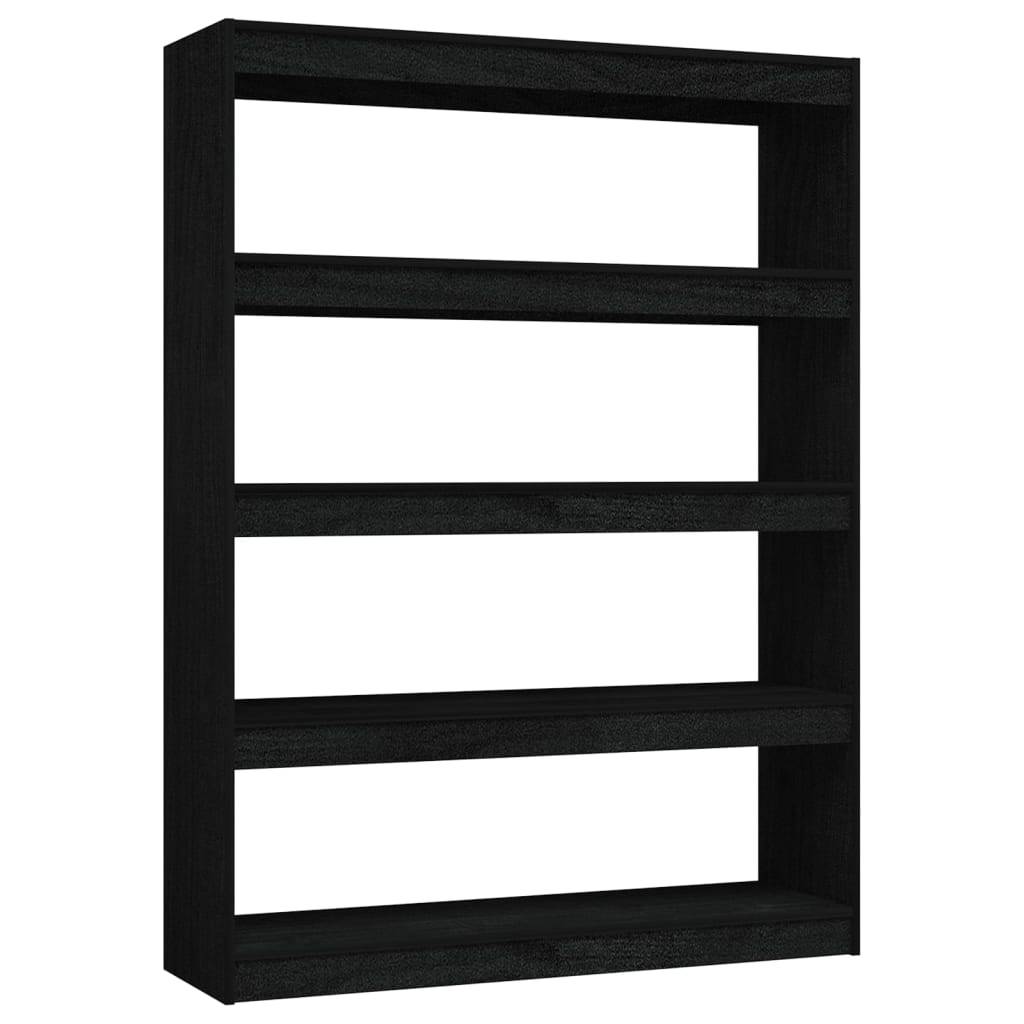 vidaXL Bücherregal/Raumteiler Schwarz 100x30x135,5cm Kiefer Massivholz