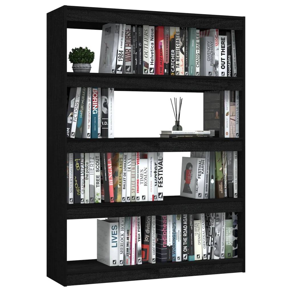 vidaXL Bücherregal/Raumteiler Schwarz 100x30x135,5cm Kiefer Massivholz