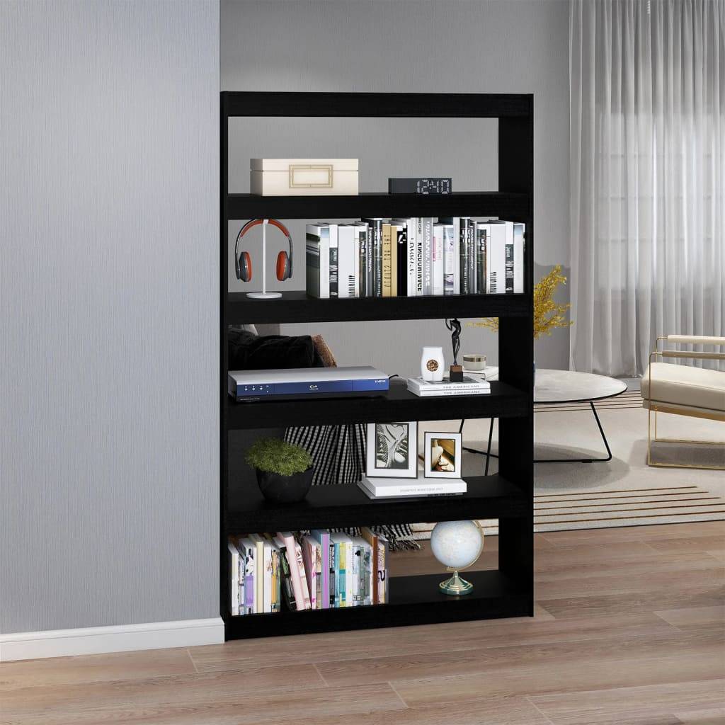 vidaXL Bücherregal/Raumteiler Schwarz 100x30x167,5cm Massivholz Kiefer