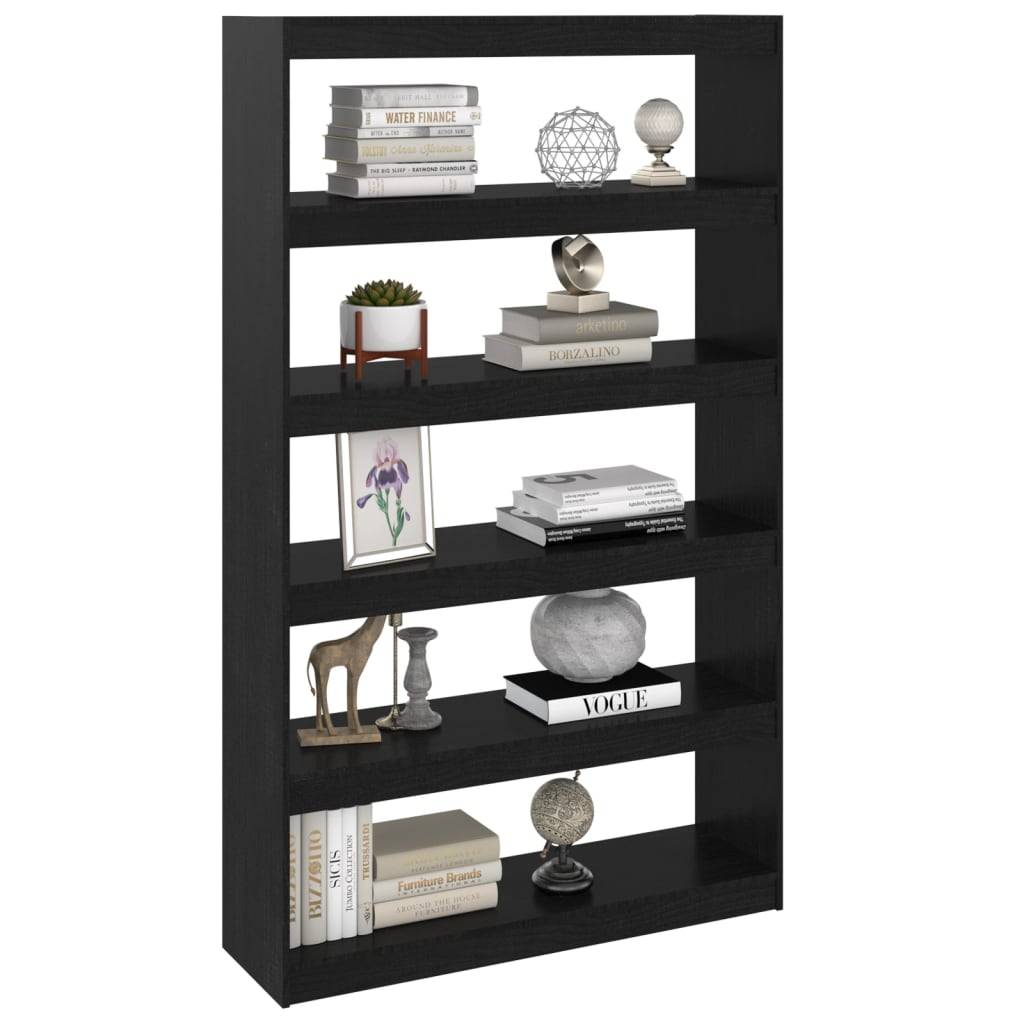 vidaXL Bücherregal/Raumteiler Schwarz 100x30x167,5cm Massivholz Kiefer