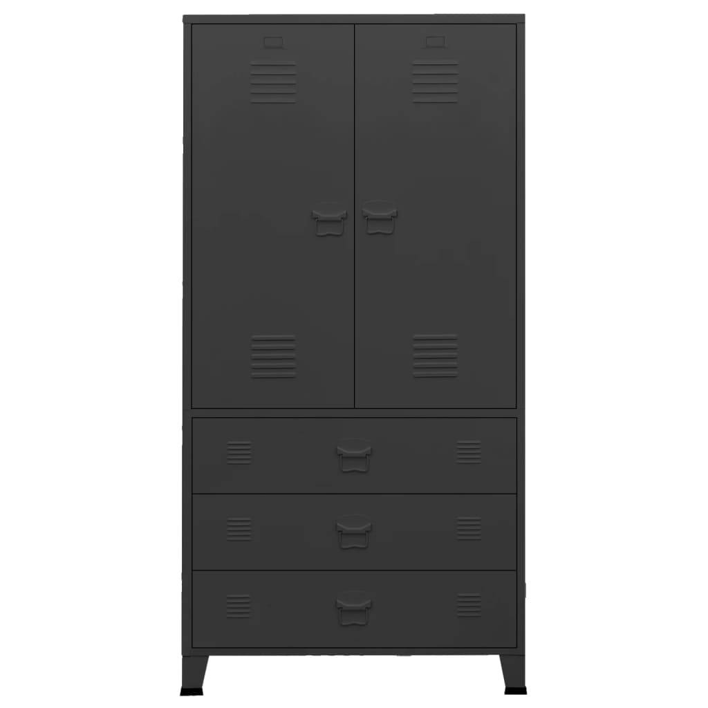vidaXL Industrial Kleiderschrank Schwarz 90x50x180 cm Metall