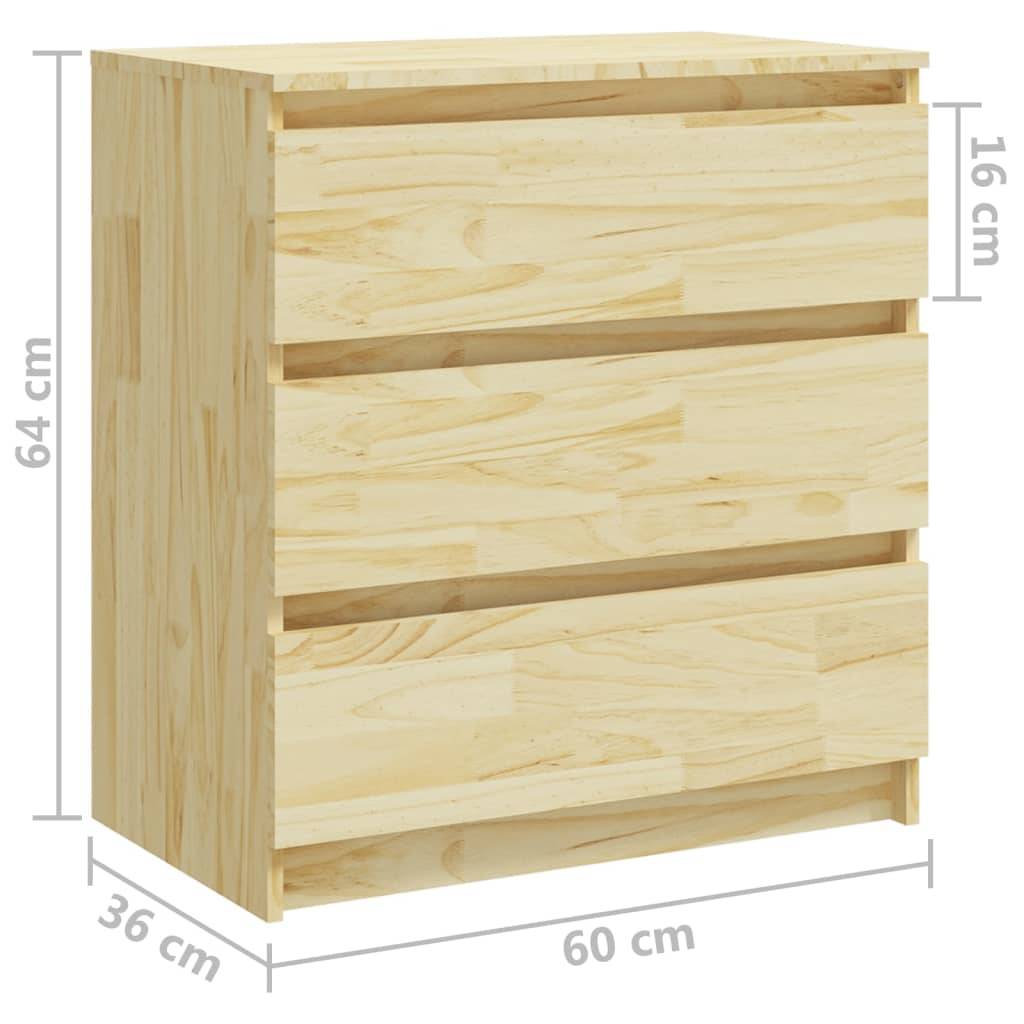 vidaXL Nachtschrank 60x36x64 cm Massivholz Kiefer