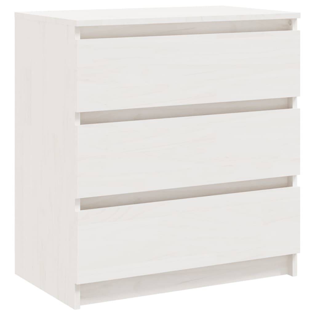 vidaXL Nachtschrank Weiß 60x36x64 cm Massivholz Kiefer