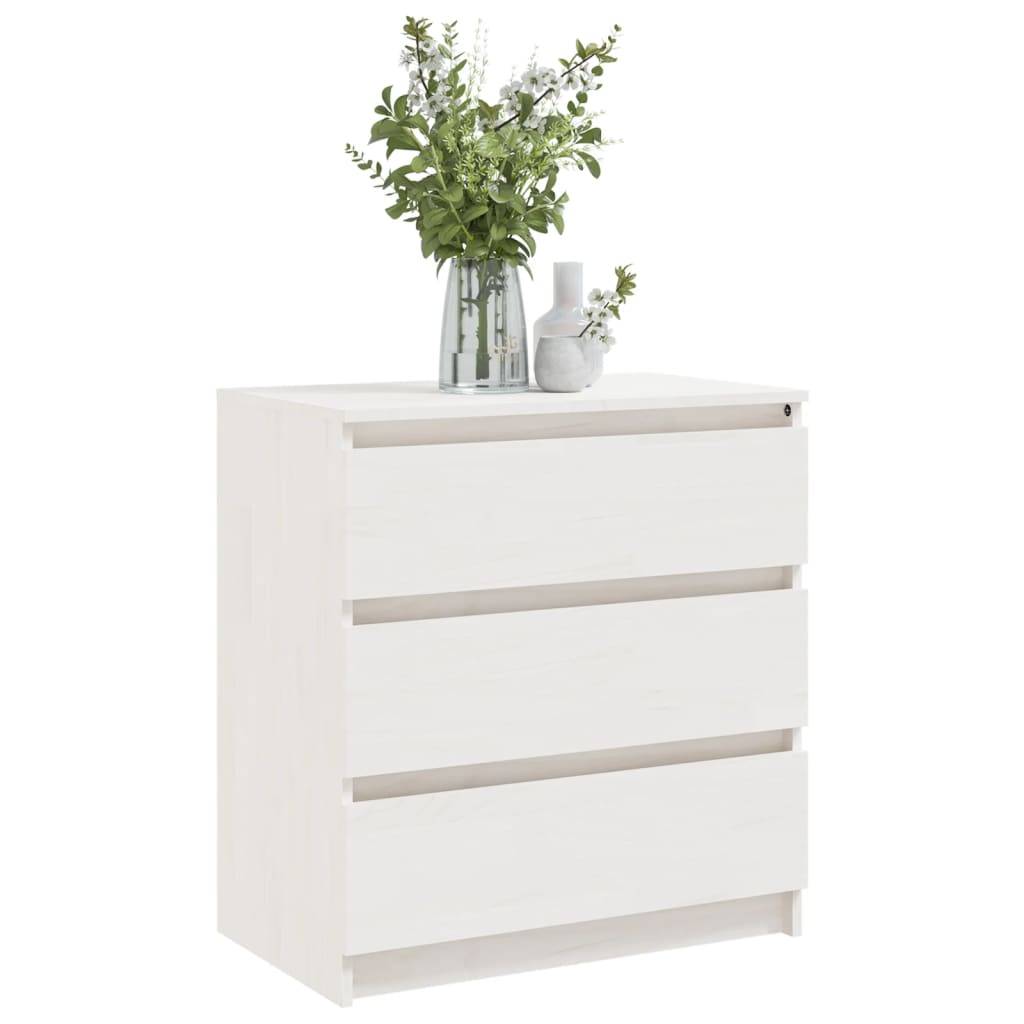 vidaXL Nachtschrank Weiß 60x36x64 cm Massivholz Kiefer