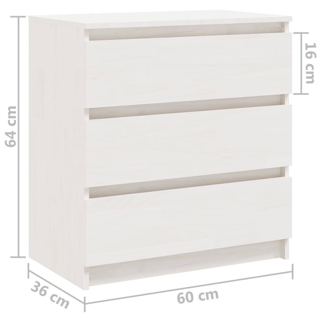 vidaXL Nachtschrank Weiß 60x36x64 cm Massivholz Kiefer