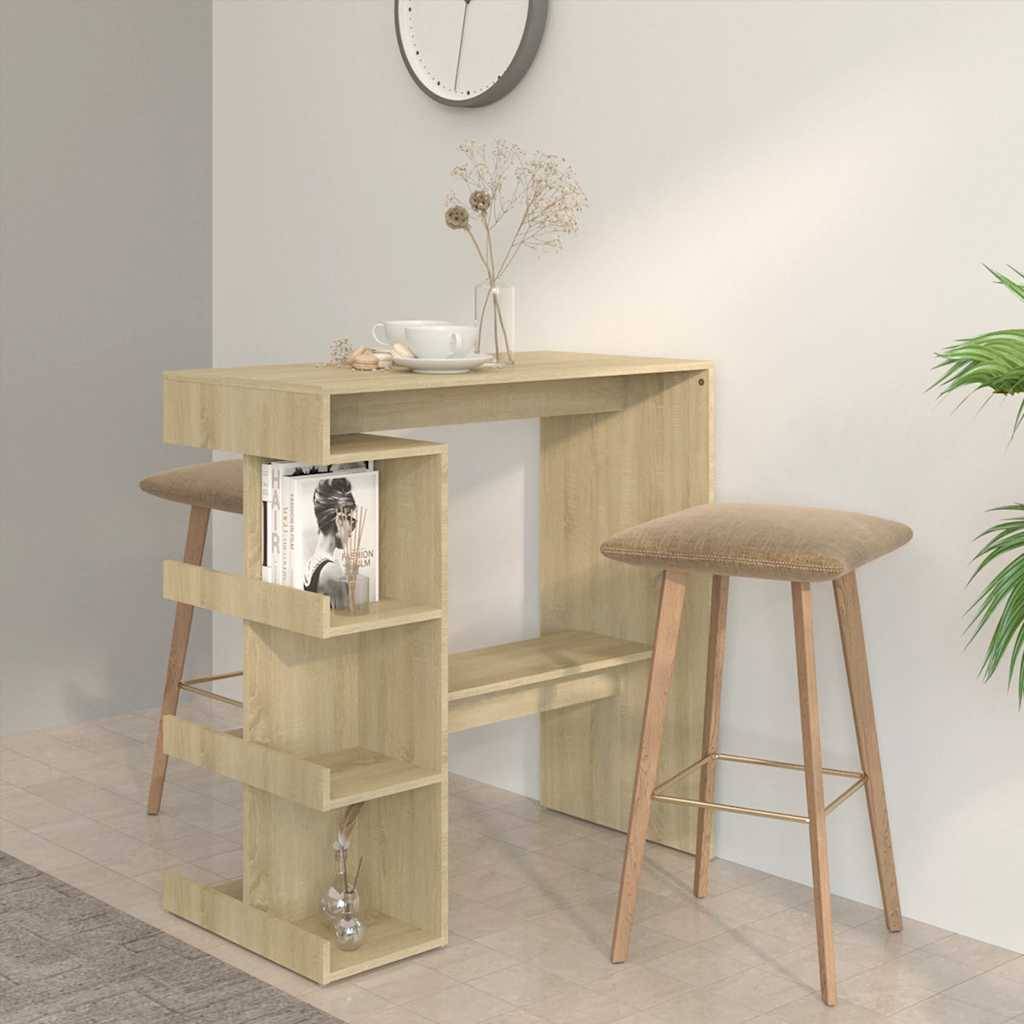 vidaXL Bartisch mit Regal Sonoma-Eiche 100x50x101,5 cm Holzwerkstoff