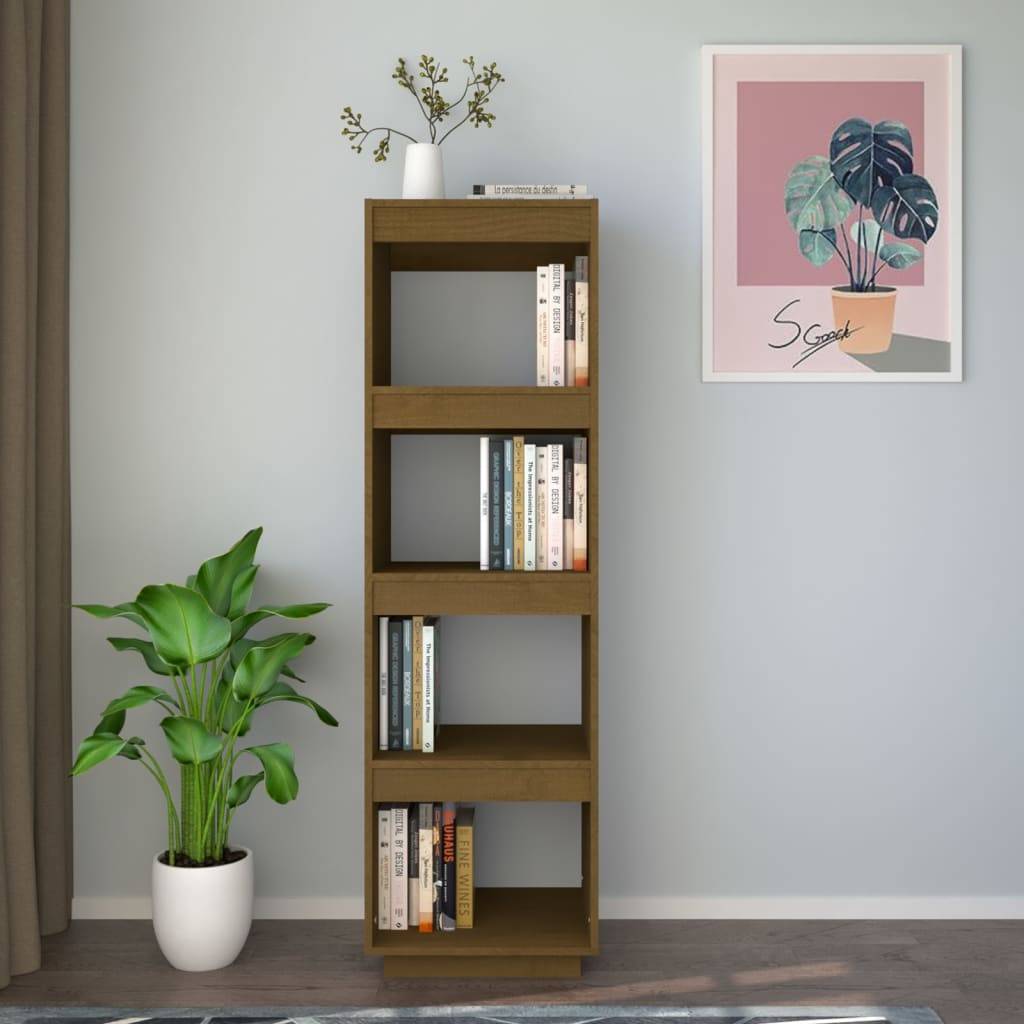 vidaXL Bücherregal/Raumteiler Honigbraun 40x35x135 Massivholz Kiefer