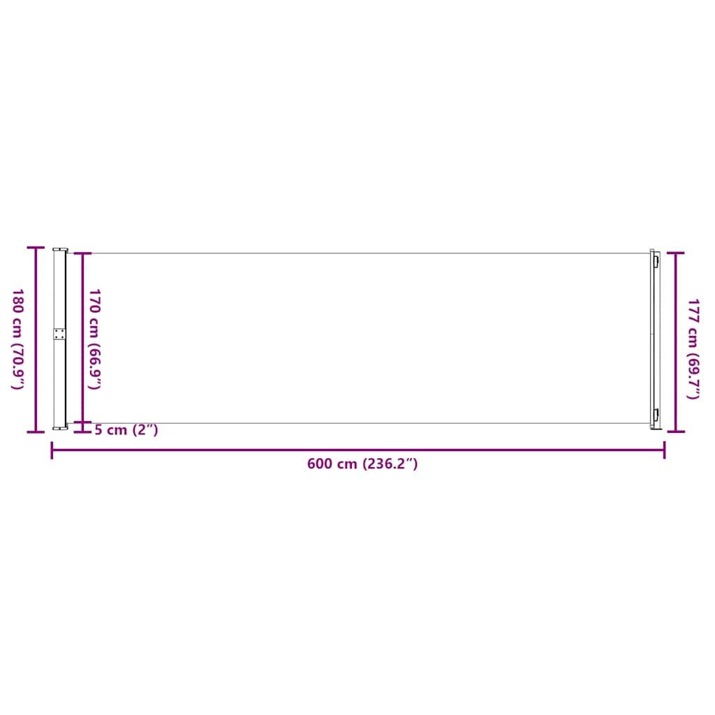 vidaXL Seitenmarkise Ausziehbar 180x600 cm Grau