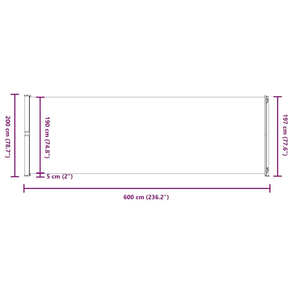 vidaXL Seitenmarkise Ausziehbar 200x600 cm Creme