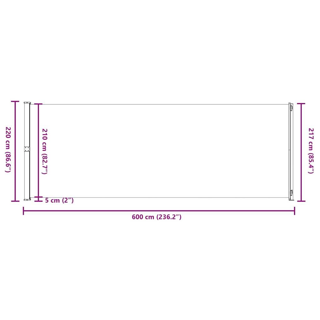 vidaXL Seitenmarkise Ausziehbar 220x600 cm Rot