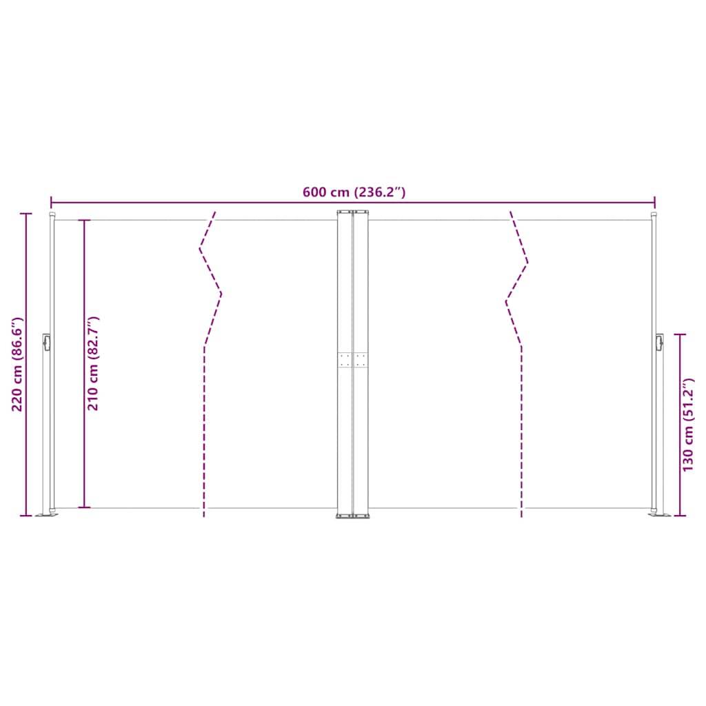 vidaXL Seitenmarkise Ausziehbar Rot 200x600 cm