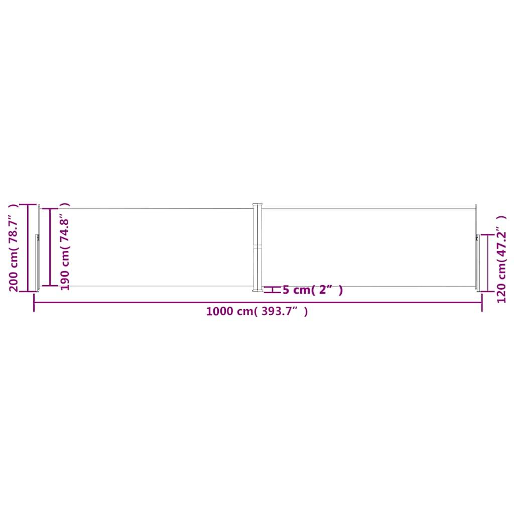 vidaXL Seitenmarkise Ausziehbar Anthrazit 200x1000 cm