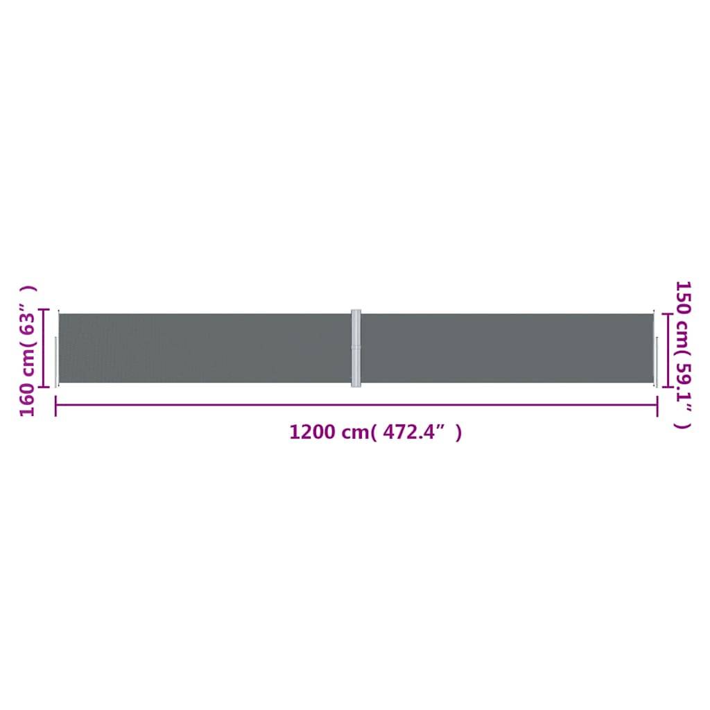 vidaXL Seitenmarkise Ausziehbar Anthrazit 160x1200 cm