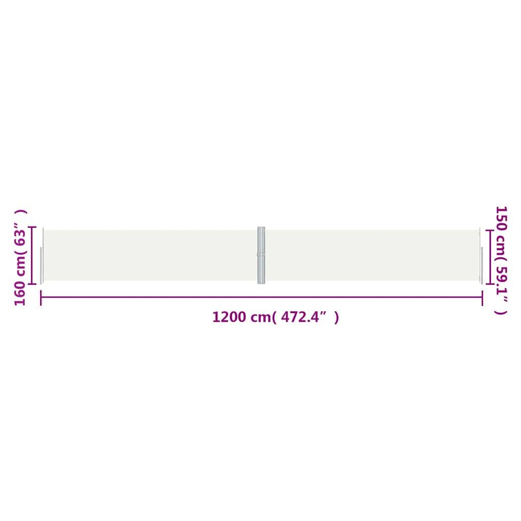 vidaXL Seitenmarkise Ausziehbar Creme 160x1200 cm