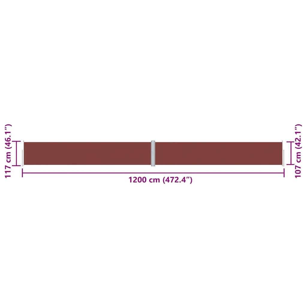 vidaXL Seitenmarkise Ausziehbar Braun 117x1200 cm