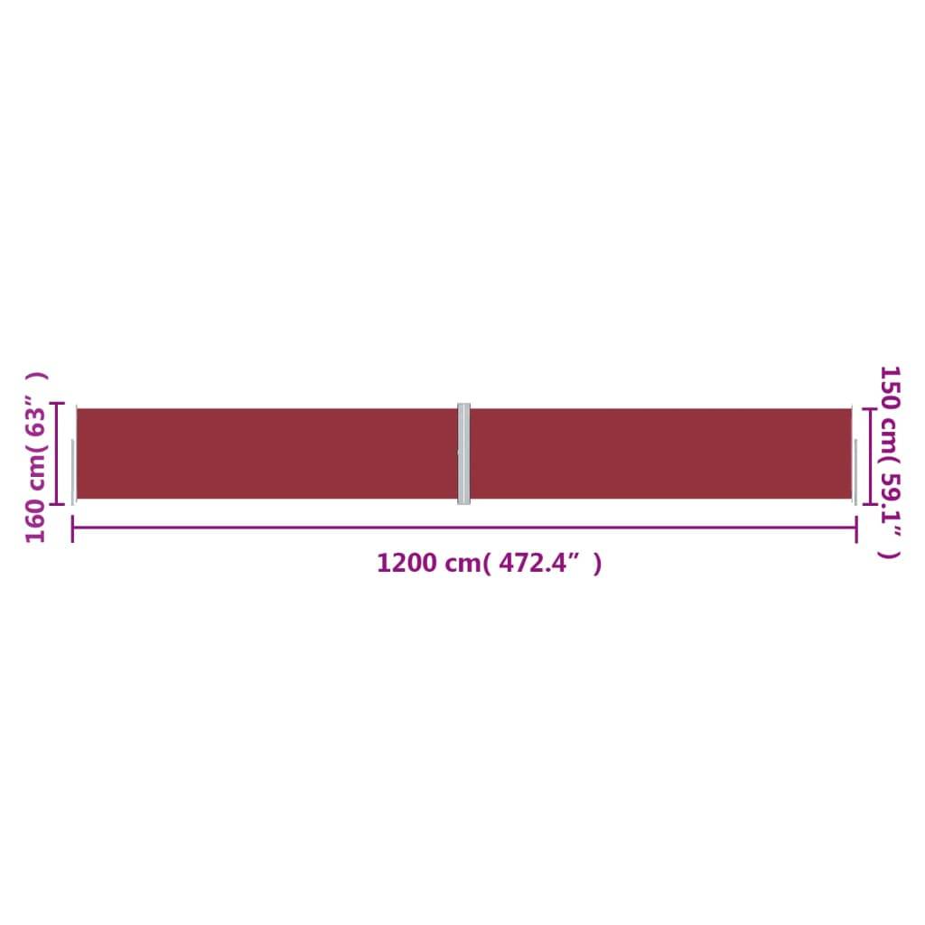 vidaXL Seitenmarkise Ausziehbar Rot 160x1200 cm