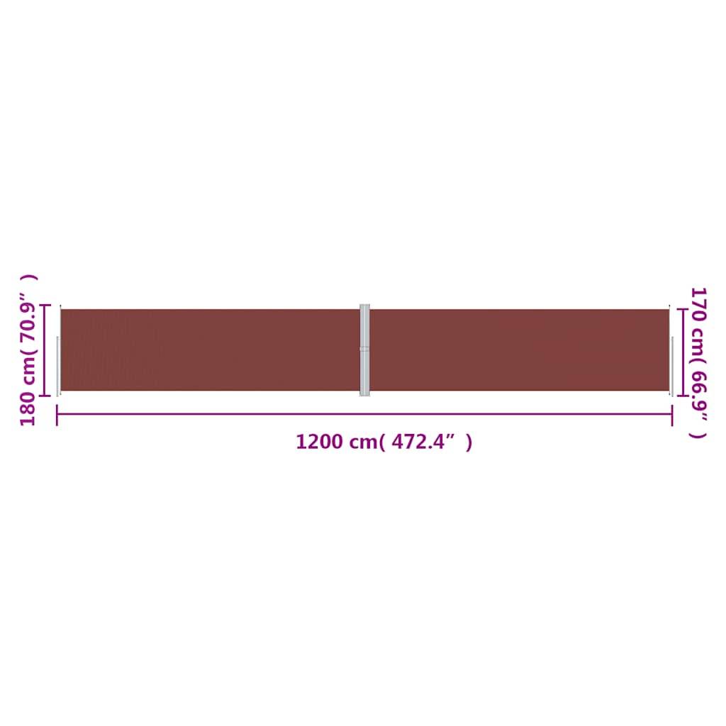 vidaXL Seitenmarkise Ausziehbar Braun 180x1200 cm