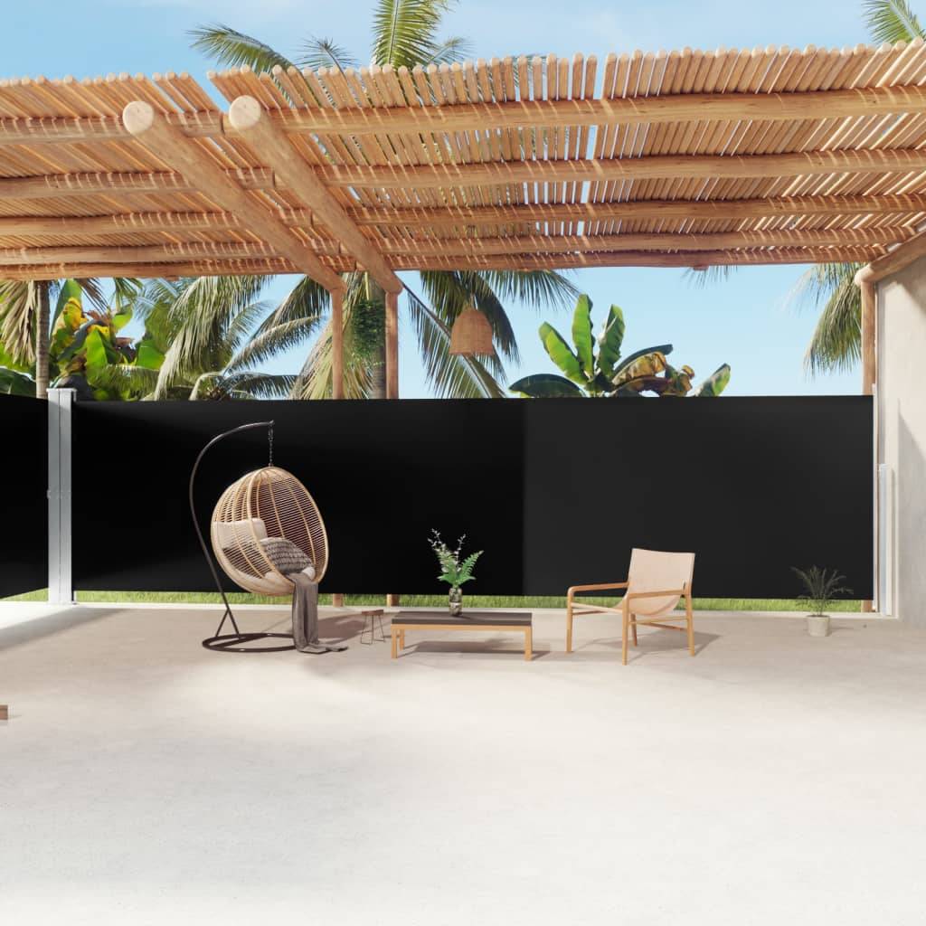 vidaXL Seitenmarkise Ausziehbar Schwarz 200x1200 cm