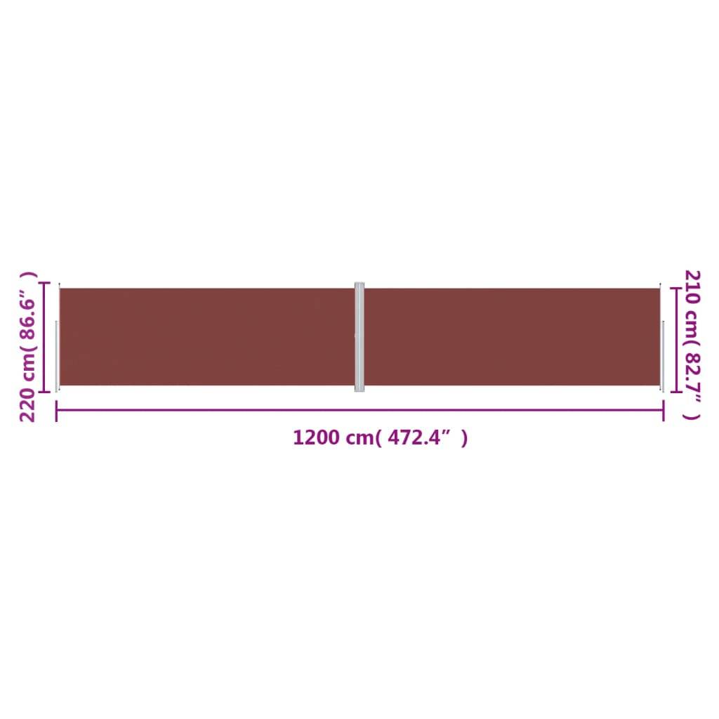 vidaXL Seitenmarkise Ausziehbar Braun 220x1200 cm