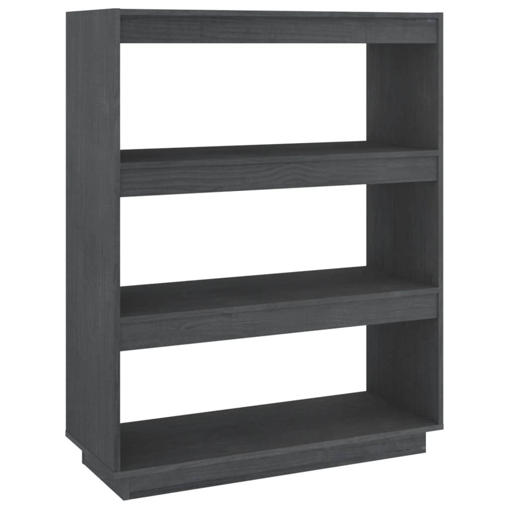vidaXL Bücherregal/Raumteiler Grau 80x35x103 cm Massivholz Kiefer