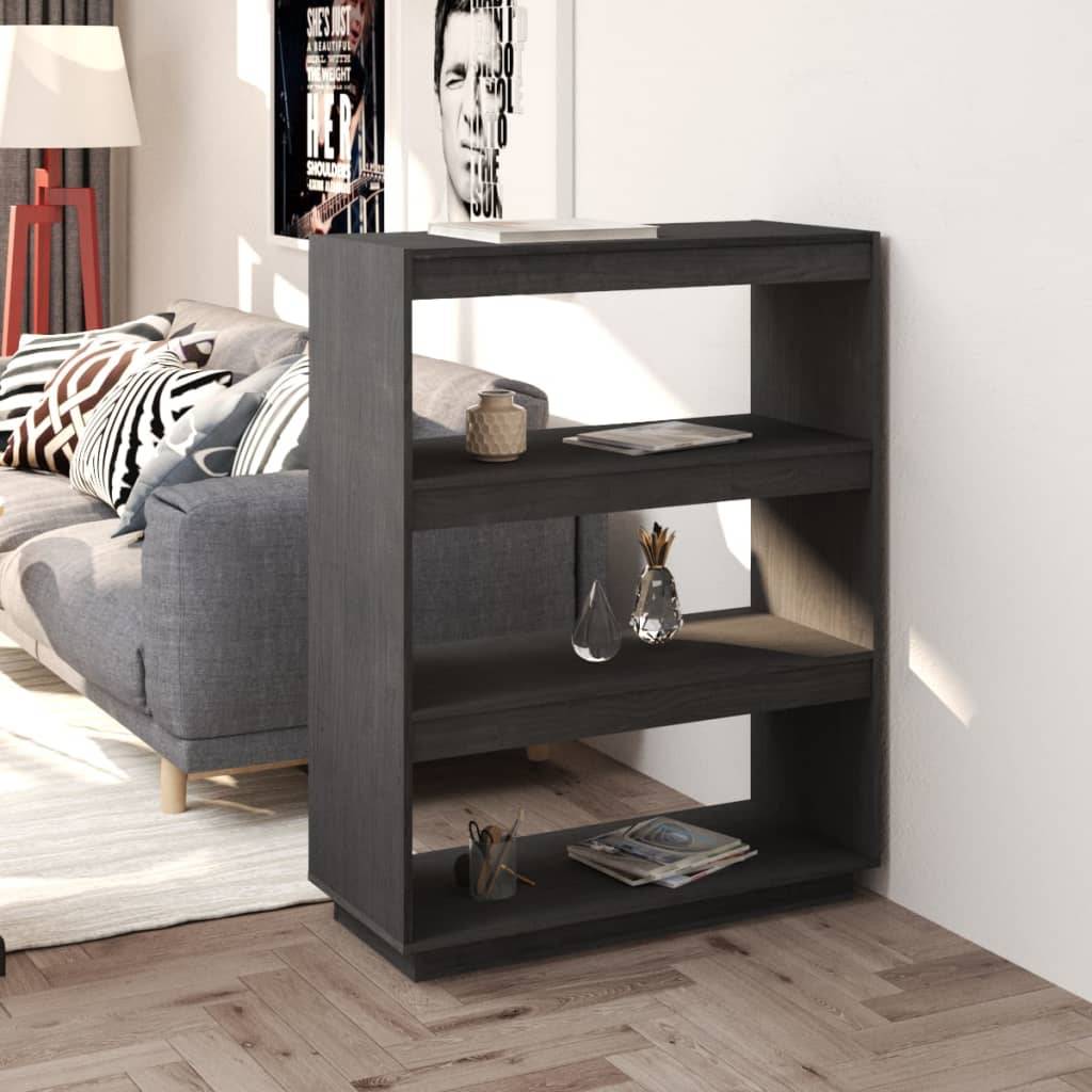 vidaXL Bücherregal/Raumteiler Grau 80x35x103 cm Massivholz Kiefer